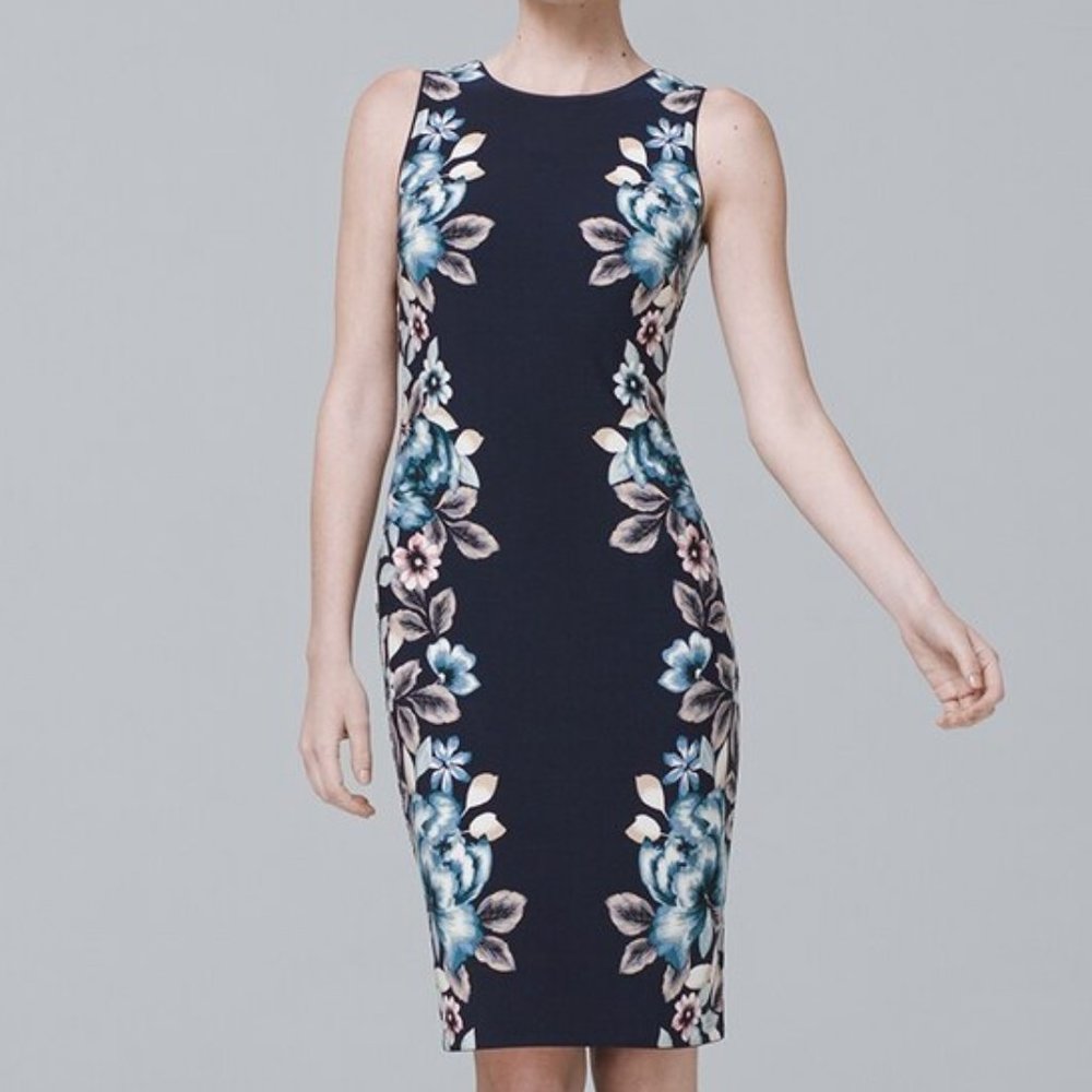 WHBM Reversible Floral Print Knit Sheath Dress